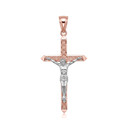 Solid Gold Passion Cross Crucifix Pendant Necklace 1.23" ( 31 mm )(Available in Yellow/Rose/White And Two Tone Gold)