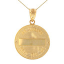 Two Tone Solid Yellow Gold Saint Joseph Diamond Medallion Pendant Necklace  1.15" ( 29 mm)