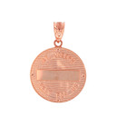 Two Tone Solid Rose Gold Saint Joseph Diamond Medallion Pendant Necklace  1.04" ( 26 mm)