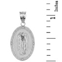 Sterling Silver Archangel Saint Gabriel CZ Oval Medallion Pendant Necklace 1.19" (  30 mm)