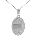 Sterling Silver Archangel Saint Gabriel CZ Oval Medallion Pendant Necklace  1.02" (25 mm)