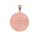 Solid Rose Gold Saint Patrick Shamrock Diamond Medallion Pendant Necklace 1.16"  (29 mm)