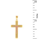 Two Tone Solid Yellow and Rose Gold Layered Cross Jesus Christ Silhouette Pendant Necklace  1.23" (31  mm)