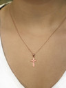 Rose Gold Dainty Floral Crucifix Pendant Necklace