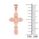 Rose Gold Dainty Floral Crucifix Pendant Necklace