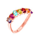 Rose Gold Wavy Stackable Multi-Colored Ring