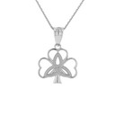 Solid Yellow Gold Triquetra Irish Celtic Clover Pendant Necklace