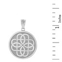 Solid White Gold Celtic Knot Flower Medallion Pendant Necklace