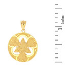 Solid Yellow Gold Triquetra Circle Trinity Knot Irish Pendant Necklace