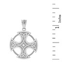 Solid White Gold Trinity Knot Celtic Cross Pendant Necklace