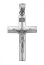 White Gold Line Crucifix Pendant