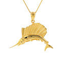 Gold Marlin Swordfish Pendant Necklace