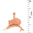 Solid Rose Gold Marlin Swordfish Pendant Necklace