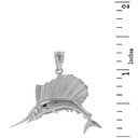 Solid White Gold Marlin Swordfish Pendant Necklace