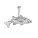 Solid Gold Diamond Cut Largemouth Bass Fish Pendant Necklace (Available in Yellow/Rose/White Gold)