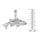 .925 Sterling Silver Diamond Cut Largemouth Bass Fish Pendant Necklace