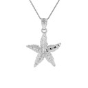 Solid Gold Diamond Cut Starfish Sea Star Pendant Necklace (Available in Yellow/Rose/White Gold)