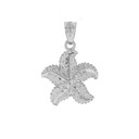 Sterling Silver Diamond Cut Ocean Starfish Pendant Necklace