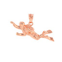 Solid Yellow Gold Ocean Scuba Diver Underwater Exploration  Pendant Necklace