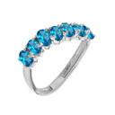 White Gold Wavy Stackable Blue Topaz Ring