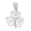 Sterling Silver Celtic Trinity Knot Shamrock Pendant Necklace