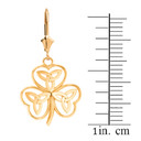 14K Solid Gold Celtic Trinity Knot Shamrock Pendant Earring Set(Available in Yellow/Rose/White Gold)