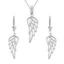 Sterling Silver Filigree Guardian Angel Wing Pendant Earring Set