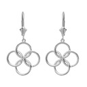 Sterling Silver Lucky Quatrefoil Four Circle Petals Drop Earring Set