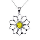 Sterling Silver Yellow Stone Lotus Flower Pendant