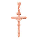 Solid Gold Catholic  INRI Jesus  of Nazareth Crucifix Pendant Necklace  1.62" (41 mm) (Available in Yellow, Rose, White, Two-tone Rose & Two-tone Yellow)