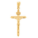 Solid Yellow Gold Catholic  INRI Jesus  of Nazareth Crucifix Pendant Necklace  1.62" (41 mm)