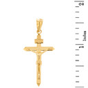 Solid Yellow Gold Catholic  INRI Jesus  of Nazareth Crucifix Pendant Necklace  1.62" (41 mm)