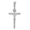 Solid White Gold Catholic  INRI Jesus  of Nazareth Crucifix Pendant Necklace  1.62" (41 mm)
