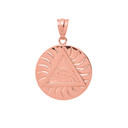 Rose Gold All Seeing Eye of Providence Sun Pyramid Illuminati Pendant Necklace