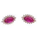 Diamond And Genuine Ruby Rose Gold Elegant Studs