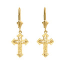 14K Dainty Fitchee Cross Earrings(Available in Yellow/Rose/White Gold)