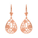 Filigree Teardrop Floral Drop Earring Set(Available in Yellow/Rose/White Gold)