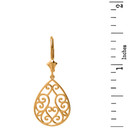 Solid Gold Filigree Swirl Heart Teardrop Drop Earring Set(Available in Yellow/Rose/White Gold)