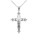 Sterling Silver Crucifix Pendant Necklace- The Fleur-de-Lis Crucifix