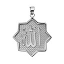 White Gold Allah in Star Pendant