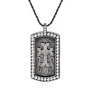 Vintage Sterling Silver with White Stone Armenian Khachkar Engravable Dog Tag Religious Pendant