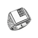 Sterling Silver Men's Initial "L" Ring