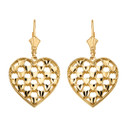 Double Layered Woven Hearts Filigree Heart Shaped  Drop Earring Set(Available in Yellow/Rose/White Gold)