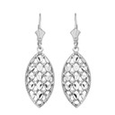 Sterling Silver Double Layered Woven Hearts Filigree Marquise Shape Drop Earring Set