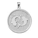White Gold Pisces Zodiac Disc Pendant Necklace