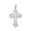 .925 Sterling Silver Large Saint Nicholas Greek Orthodox Russian Cross Pendant Necklace