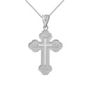 Gold Small Saint Nicholas Greek Orthodox Russian Cross Pendant Necklace (Available in Yellow/Rose/White Gold)
