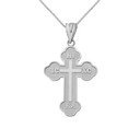 .925 Sterling Silver Gold Small Saint Nicholas Greek Orthodox Russian Cross Pendant Necklace