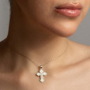 .925 Sterling Silver Saint Nicholas Greek Orthodox Russian Cross Pendant Necklace