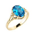 Yellow Gold Custom Blue Topaz Birthstone Ring